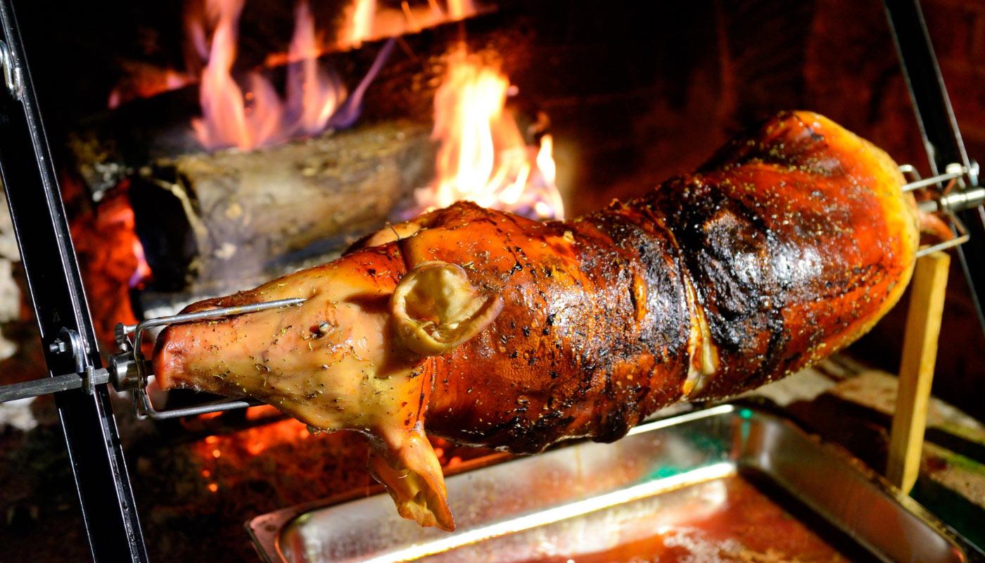 Traditional outdoor cooking over open fire